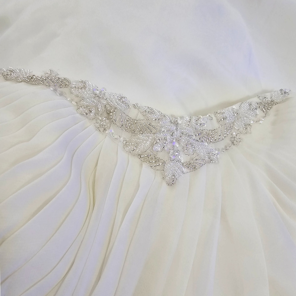 Goddess Off White David's Bridal Strapless Ruched Bride Formal Gown Dress - Picture 7 of 10